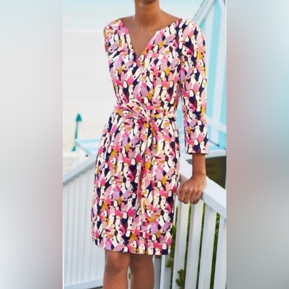 Boden Linen Parrot Dress